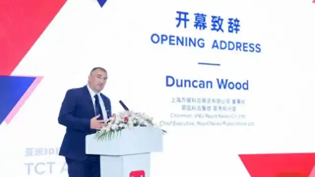 Duncan Wood, the CEO of the UK's Coxon Group and the chairman of Shanghai Wan Yao Coxon, delivered the opening speech at the TCT Asia Summit